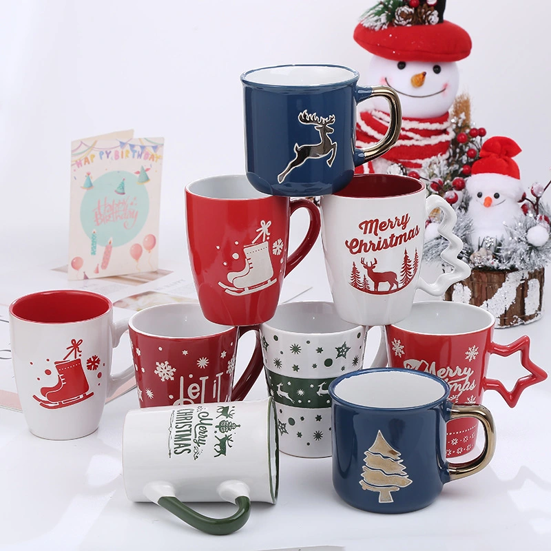 Creative Cute Cartoon Snowman Santa Claus Ceramic Cup Christmas Mug Small Gifts