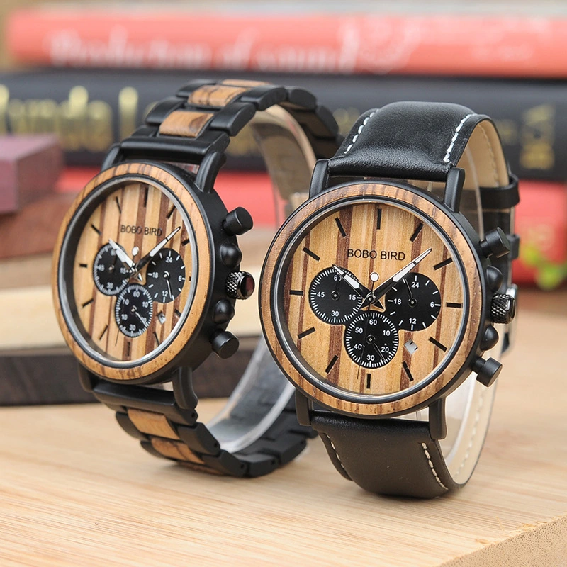 All-wood watch quartz watch three-eye multi-function watch