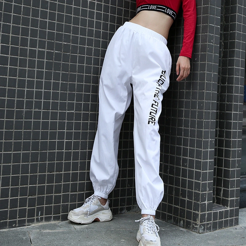 Printed letters hip-hop high waist casual track pants