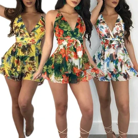 Printed cross back jumpsuit