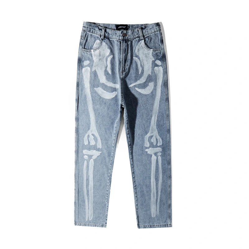 Skull graffiti print jeans