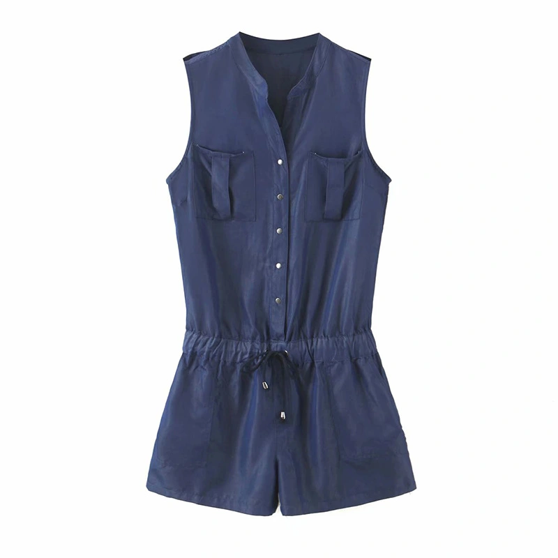 Sleeveless denim jumpsuit