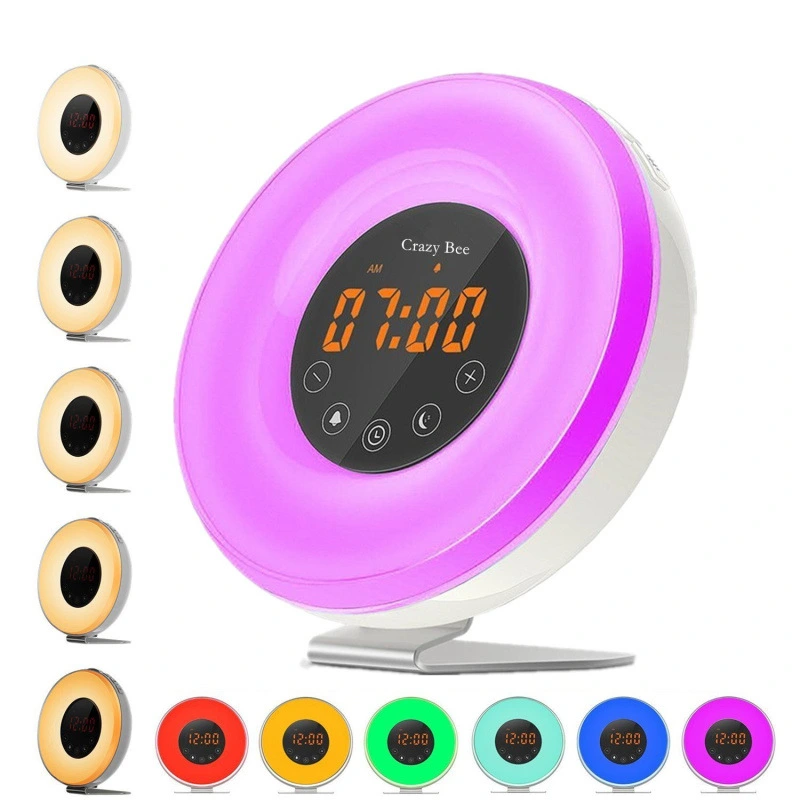 Sunrise and sunset wake up desk lamp alarm clock