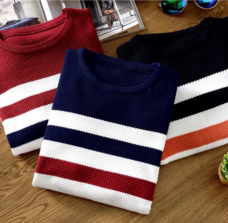 Base round neck striped sweater student knit sweater