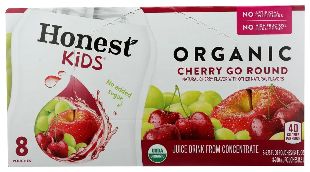 HONEST Kids Organic Juice Drink, Cherry Go Round, 32-6.75 fl oz Pouches4