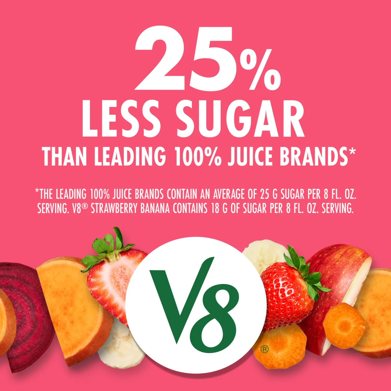 V8 Strawberry Banana 100% Fruit and Vegetable Juice, 46 fl oz Bottle