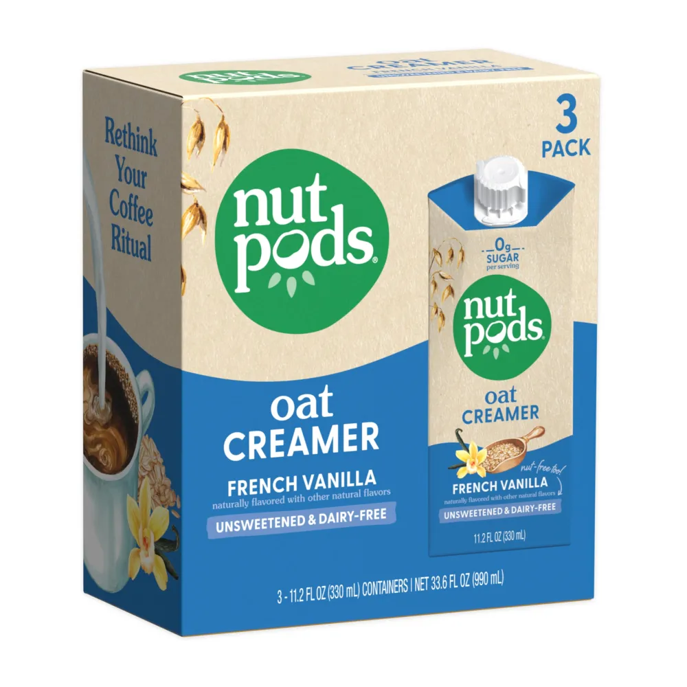 nutpods Oat French Vanilla Creamer - Unsweetened Oat Milk Creamer - Nut-Free Non Dairy Creamer - Keto, Gluten Free, Non-GMO, Vegan, Sugar Free, Kosher (3-Pack)