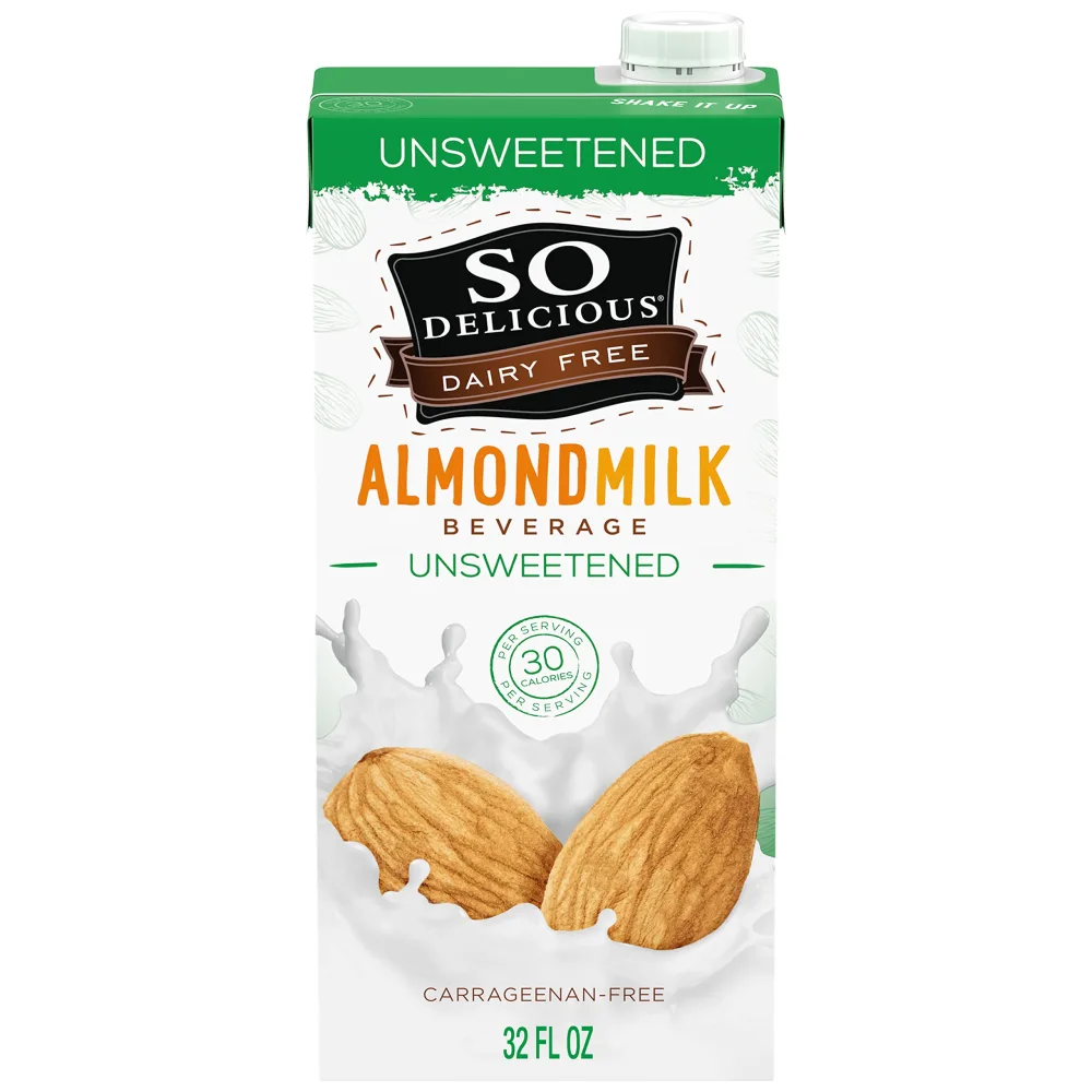 So Delicious Dairy Free Shelf-Stable Almond Milk, Unsweetened, Vegan, Non-GMO Project Verified, 1 Quart (Pack of 6)