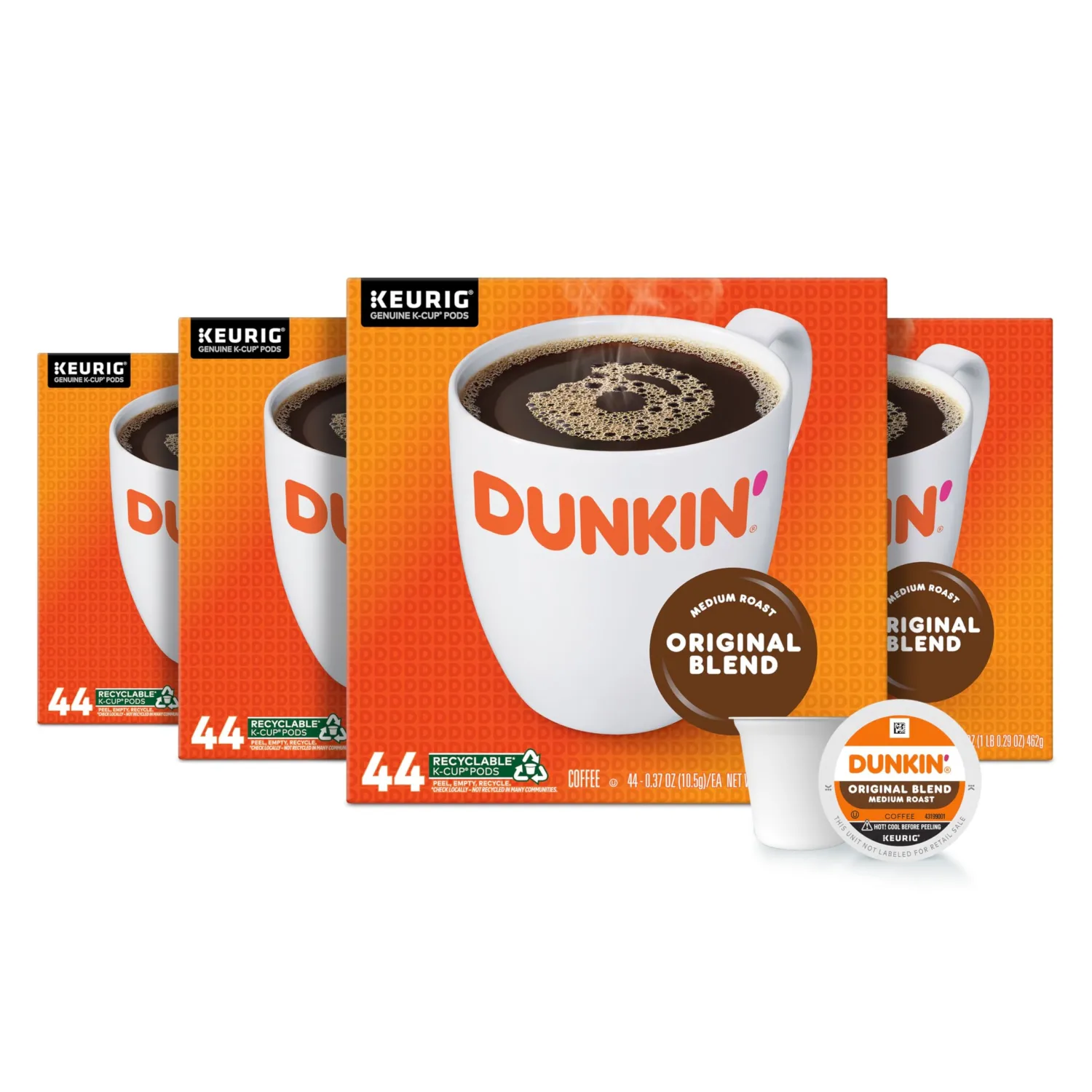 Dunkin' Original Blend Medium Roast Coffee, 176 Keurig K-Cup Pods
