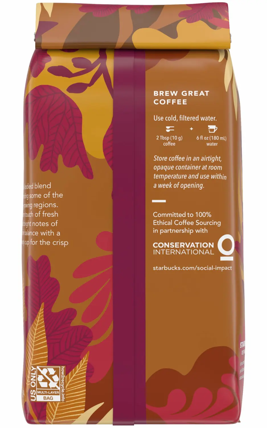 Starbucks Fall Blend Medium Roast Ground Coffee - 100% Arabica, Hearty with Spice Notes - 10 OZ (Pack of 4)