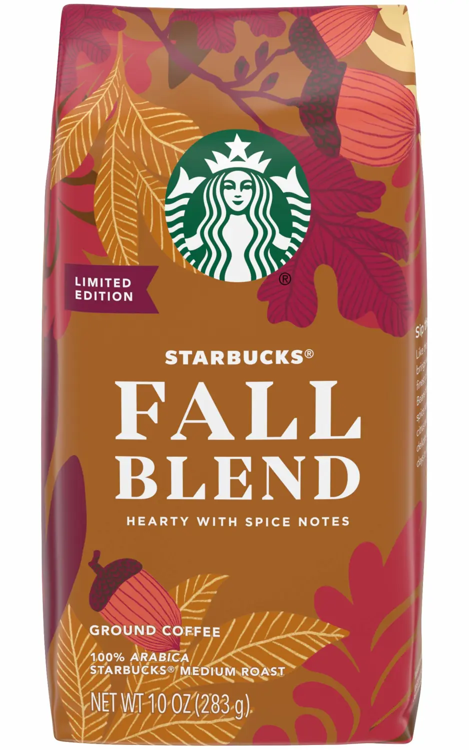 Starbucks Fall Blend Medium Roast Ground Coffee - 100% Arabica, Hearty with Spice Notes - 10 OZ (Pack of 4)