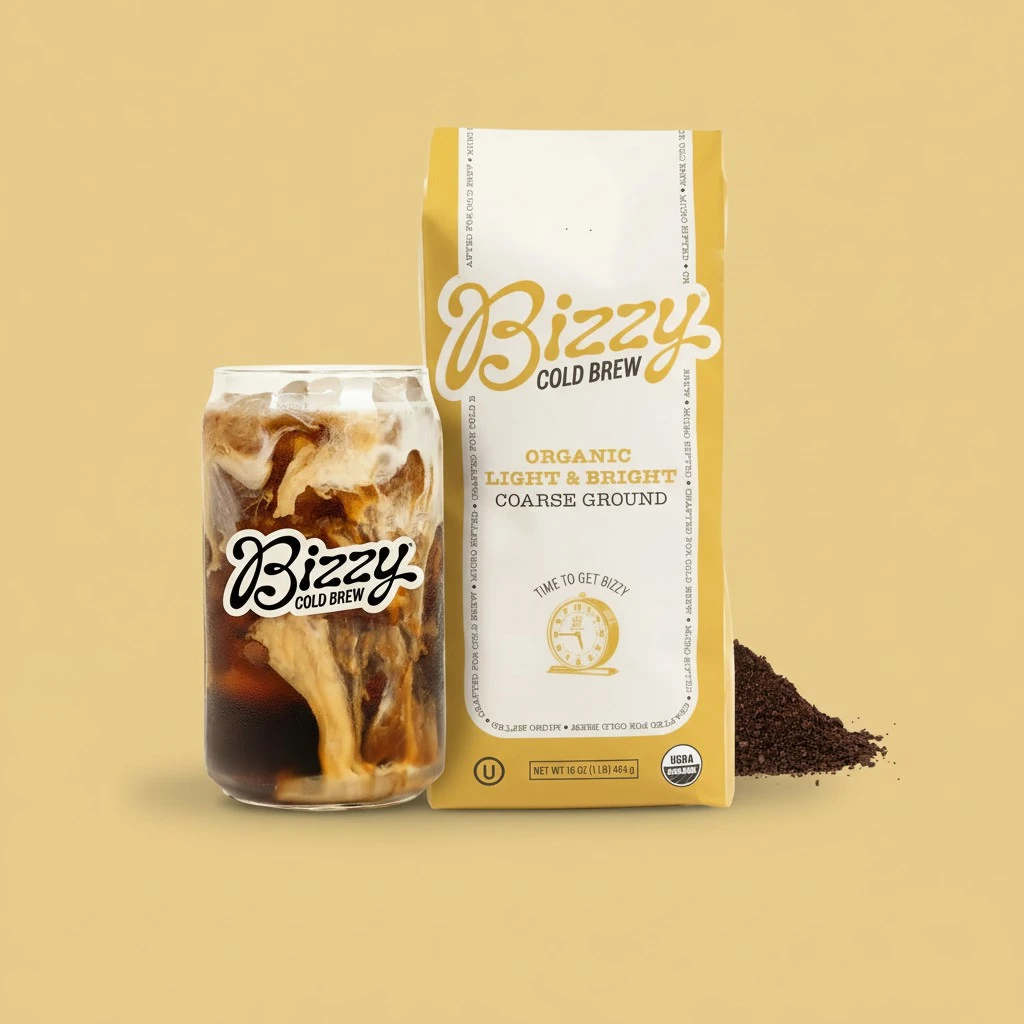 Bizzy Organic Cold Brew Coffee | Light & Bright Blend | Coarse Ground Coffee | Light Roast | Micro Sifted | Specialty Grade | 100% Arabica | 1 LB