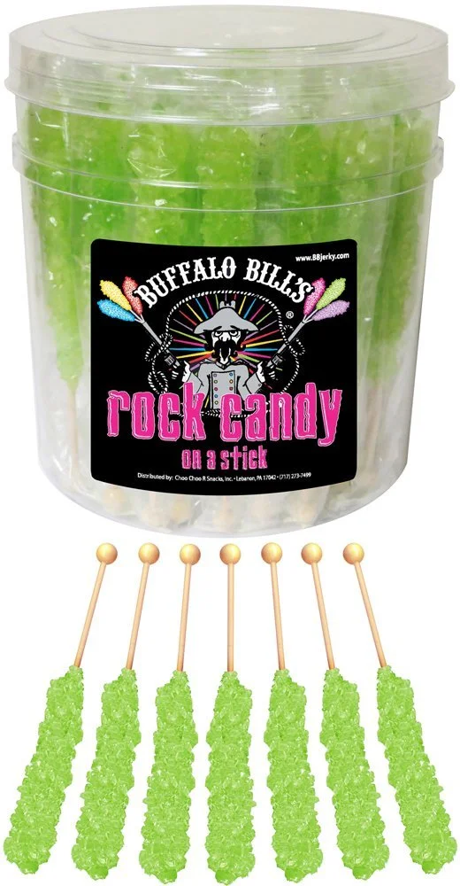 Buffalo Bills Watermelon (Light Green) Rock Candy On A Stick (36-ct tub rock candy crystal sticks)