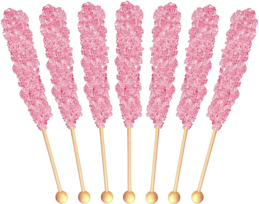 Buffalo Bills Cherry (Pink) Rock Candy On A Stick (12-ct cup pink rock candy crystal sticks)