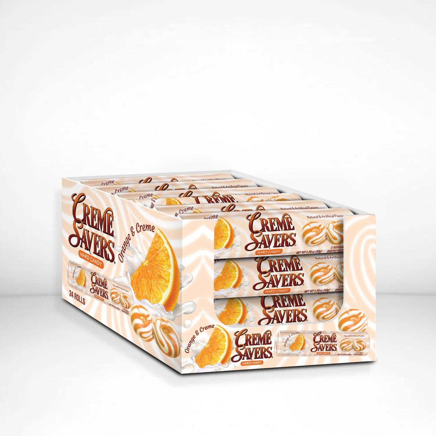 Creme Savers Orange and Creme Hard Candy | The Taste of Fresh Oranges Swirled in Rich Cream | The Original Classic Creme Savers Brought To You By Iconic Candy | 24 Count Box of Rolls