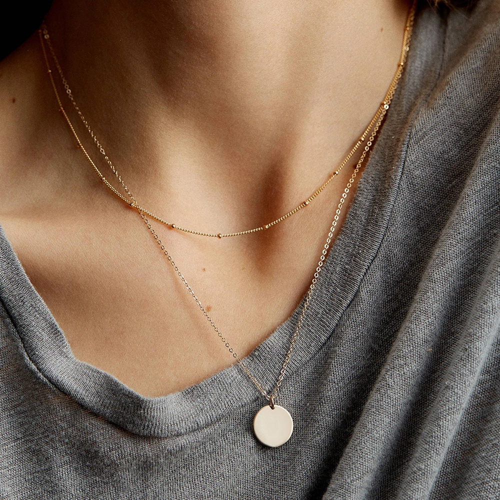 Stainless Steel Two-piece Geometric Round Necklace