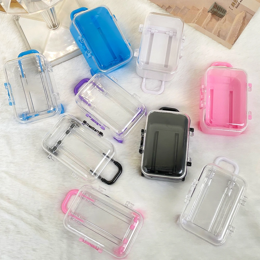 Mini Trolley Case Storage Box Simple Movable Luggage Case Jewelry