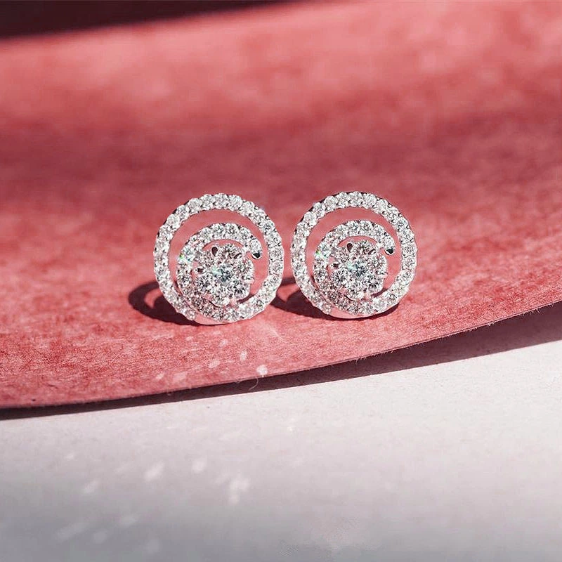 Hollow Small Disc Zircon Earrings Female Personality