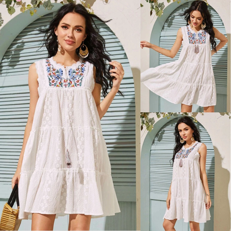 Wish Heavy Industry Embroidery Lace Even Small Fly Sleeve Dress