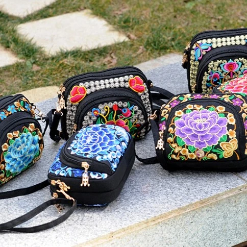 Embroidered Canvas Bag Fashion Ladies Slung