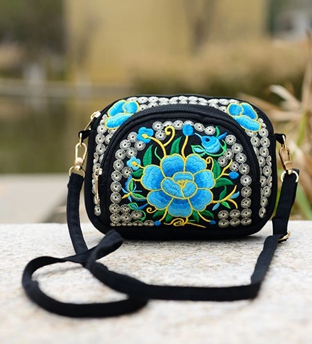 Embroidered Canvas Bag Fashion Ladies Slung