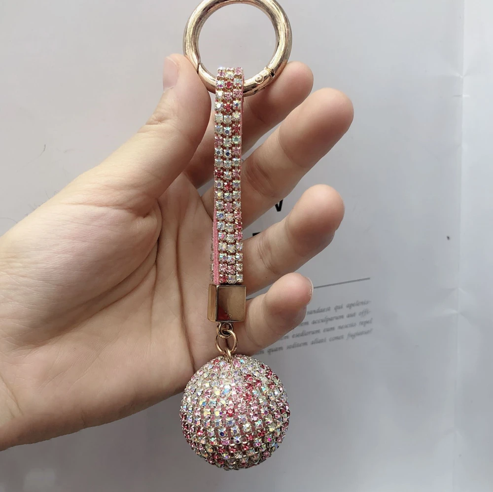 Rhinestone Claw Chain Ball Keychain