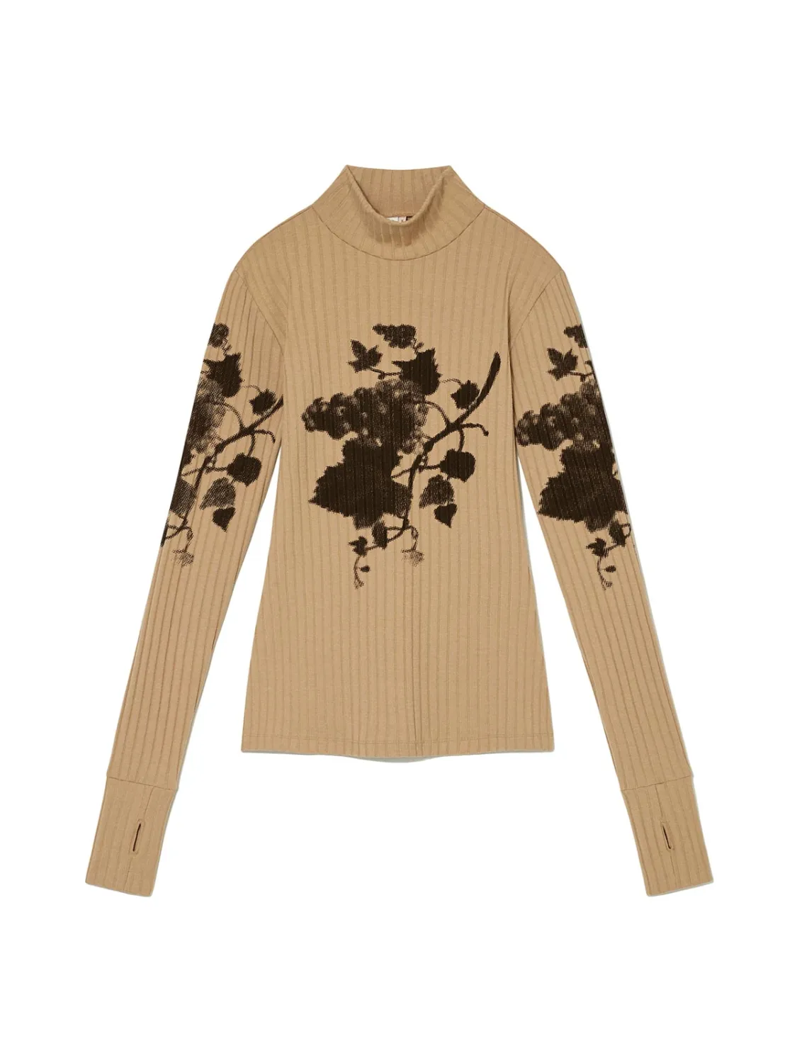 Niche Personality Design Turtleneck Floral Print Top