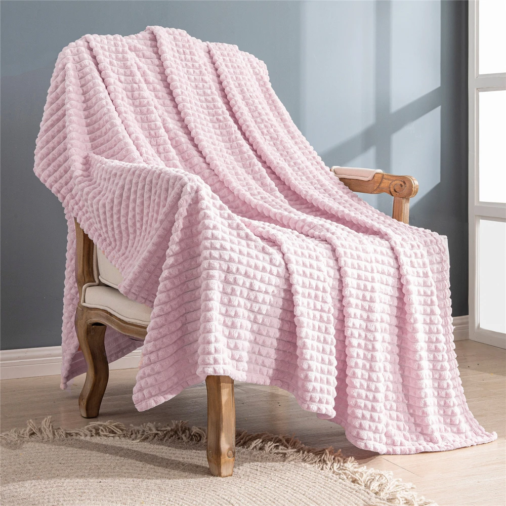 Corn Grid Solid Color Portable Coral Fleece Blanket