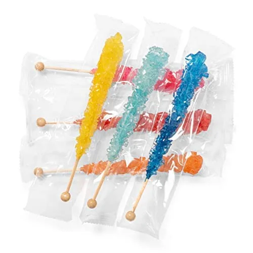 Candy Envy - Magical Rainbow Rock Candy Sugar Sticks - 18 Indiv. Wrapped - Assorted Colors
