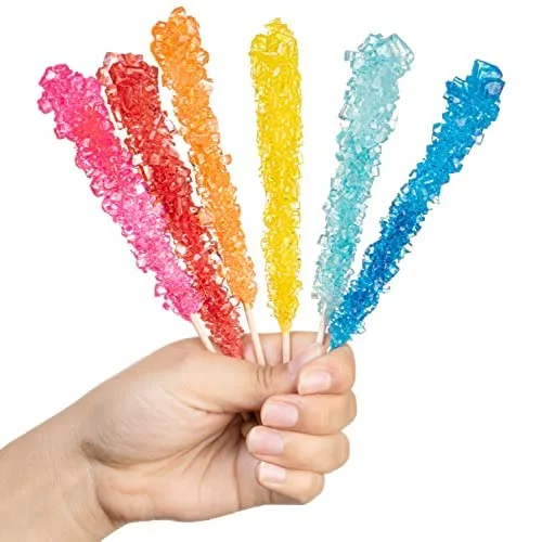Candy Envy - Magical Rainbow Rock Candy Sugar Sticks - 18 Indiv. Wrapped - Assorted Colors