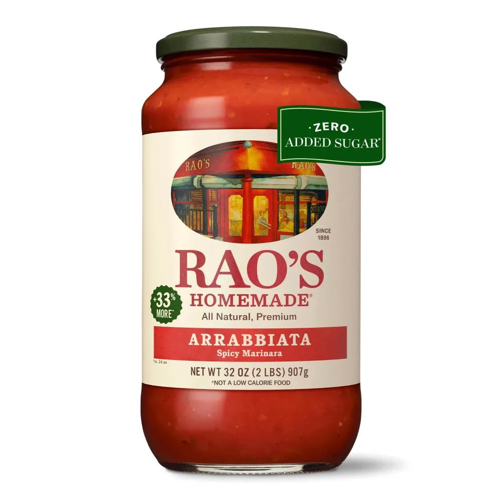 Rao's Homemade Arrabbiata Sauce, 32 oz, Tomato Sauce, All Purpose, Keto Friendly Pasta Sauce, Premium Quality Tomatoes from Italy & Crushed Red Pepper