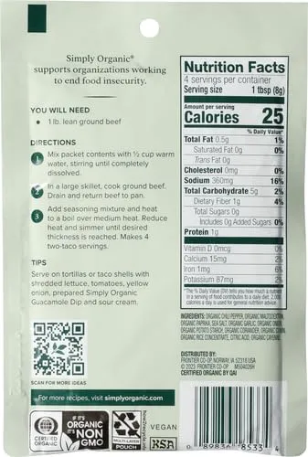 Simply Organic, Seasoning Mix Southwest Taco, 1.13 Oz