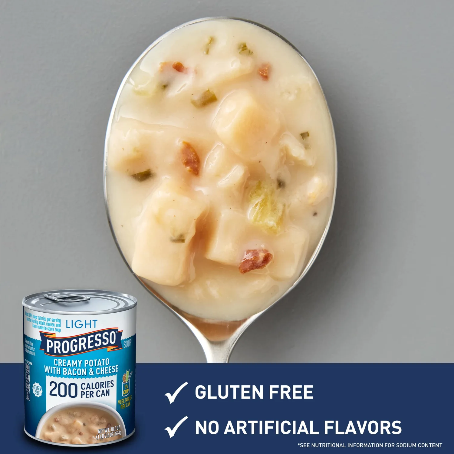 Progresso Light, Creamy Potato With Bacon & Cheese Canned Soup, Gluten Free, 18.5 oz. (Pack of 12)