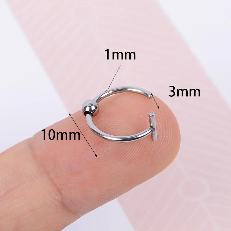 Punk 8 10mm Titanium Steel Lip Rings Cuff Clip On