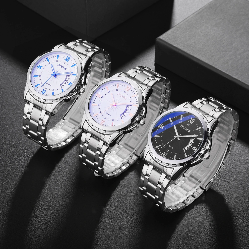 Men's Steel Belt Calendar Gradient Sun Pattern Watch