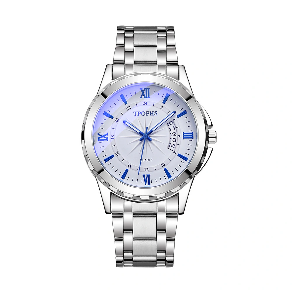 Men's Steel Belt Calendar Gradient Sun Pattern Watch