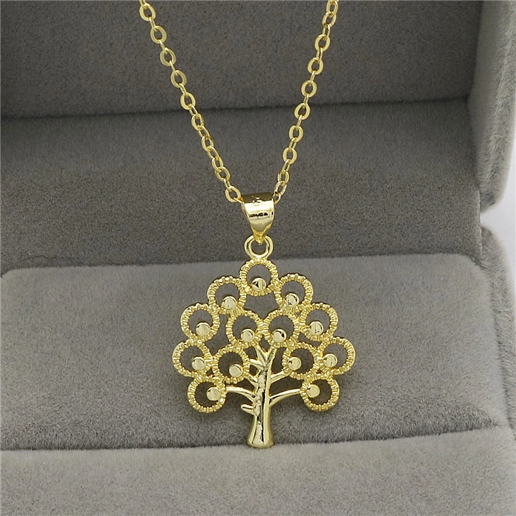 Fashion Lucky Gold Plated Four Leaf Grass Pendant Necklace