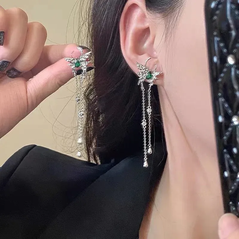 Sprite Zircon Chain Tassel Earrings