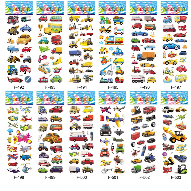 Engineering Vehicle Shuttle Bus Series Stickers Excavator Three-dimensional Cartoon Foam Stickers Boy Kindergarten Reward Stickers