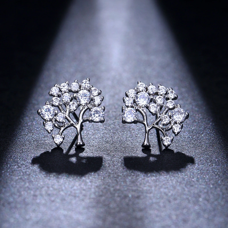 Korean Style Fashion New Crystal Stud Earrings Creative Branch Zircon Earrings Fashionable Temperamental All-match