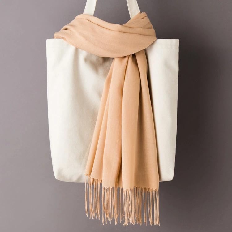 Thin Artificial Cashmere Scarf Solid Color Tassel Shawl