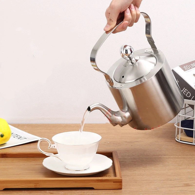 Stainless Steel Thickened Straight Flower Teapot With Strainer