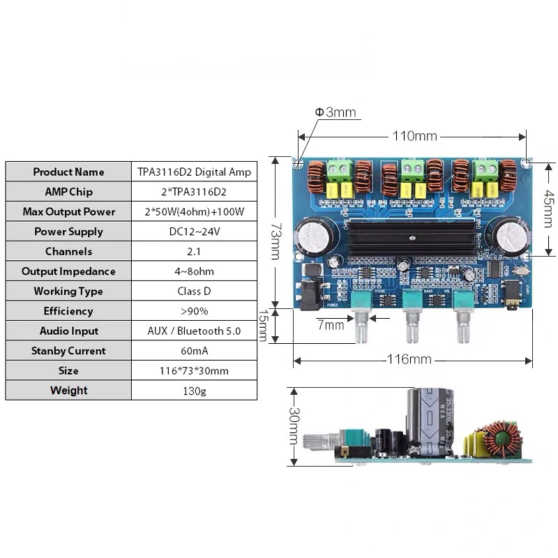XH-A305 Bluetooth 5.0 Digital Power Amplifier Board TPA3116D2