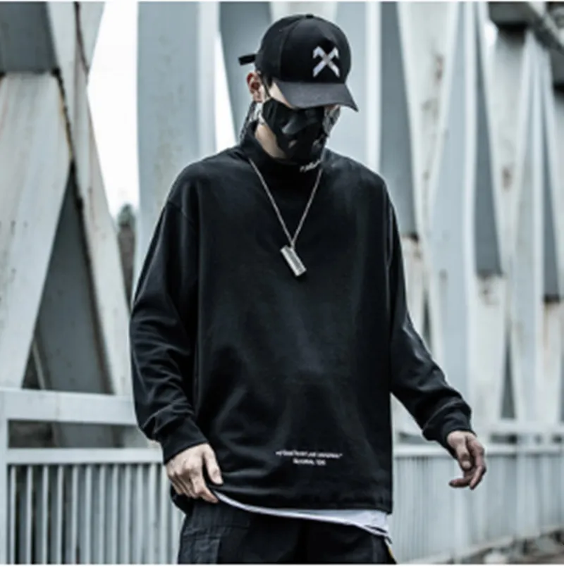 Half High Neck Sweater Men's Round Neck Loose Clothes