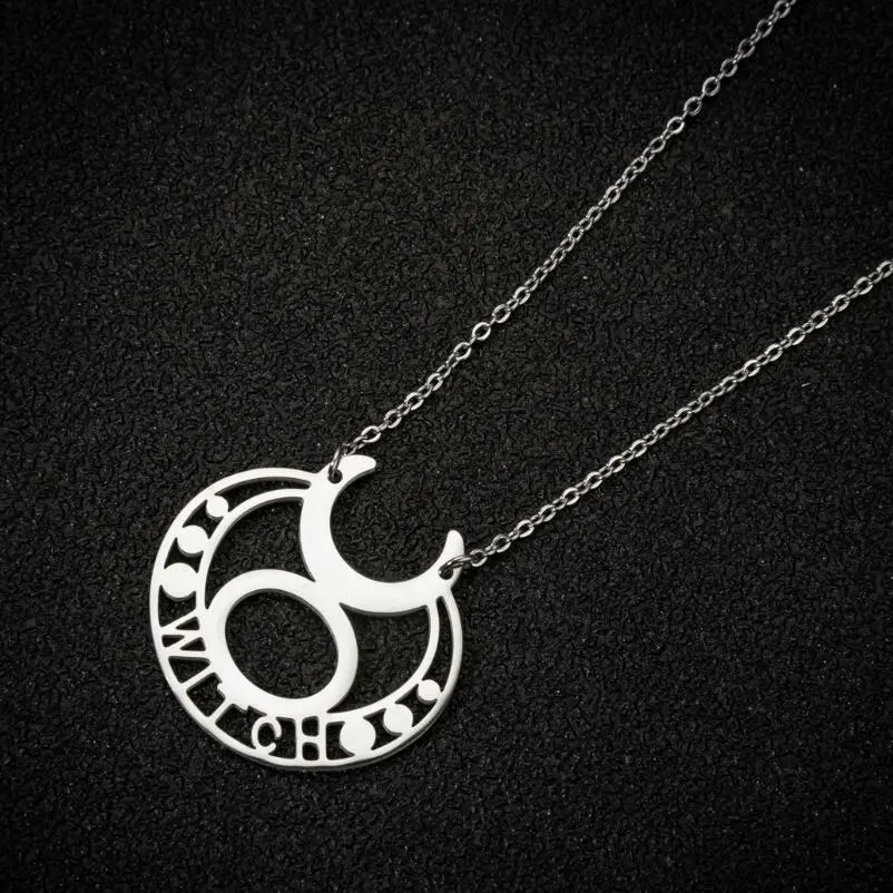 Geometric Minimalist Moon Pendant Necklace Ins Retro Letters