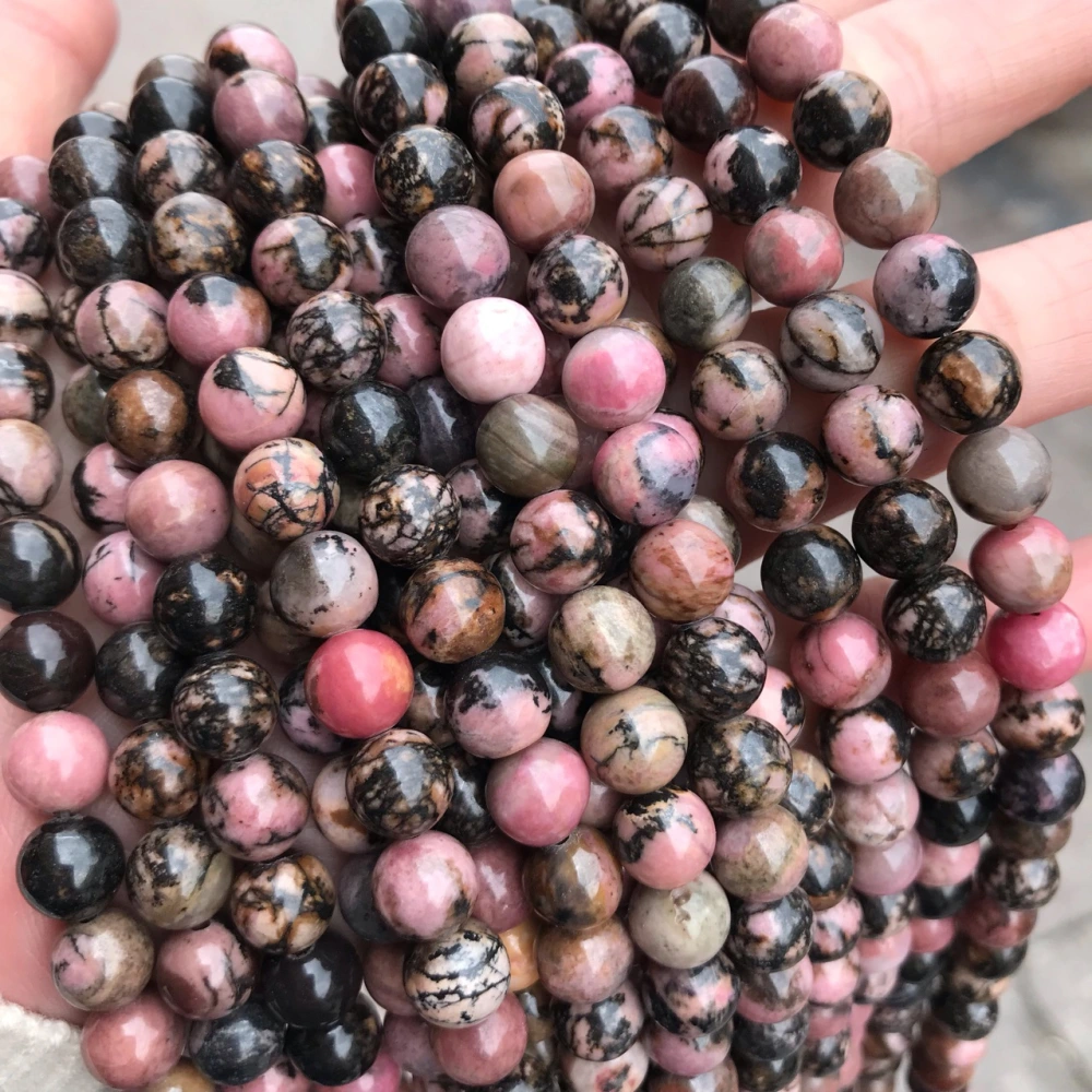 Natural Black Thread Red Grain Stone Round Beads