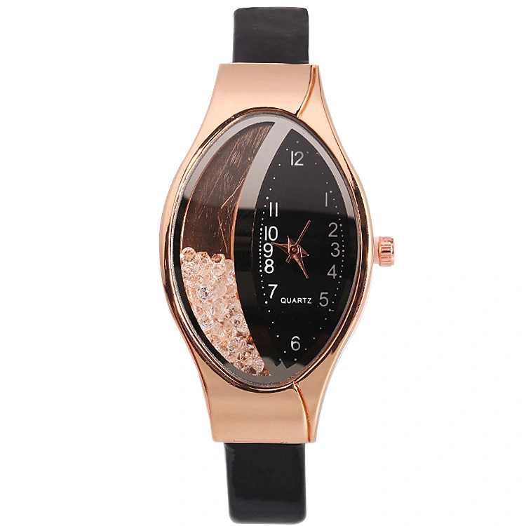 Watch Eye Shape Ladies Quartz Watch WISH Turn Bead Quicksand Belt Watch