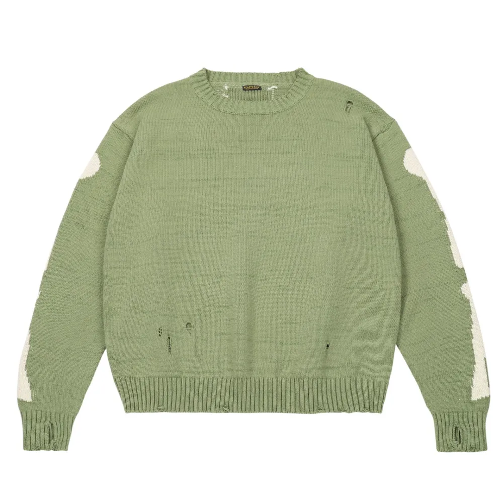 Men And Women Loose Round Neck Pullover Sweater Army Green