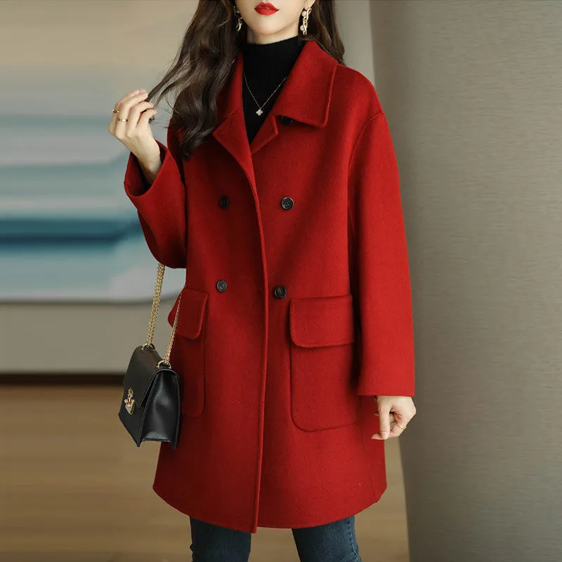 Slim Fit And Mid Length Woolen Coat Fashion