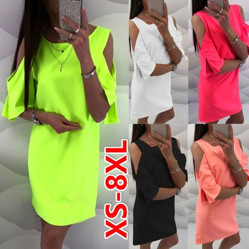 Women's Summer Split Off-shoulder Dress Chiffon Dress